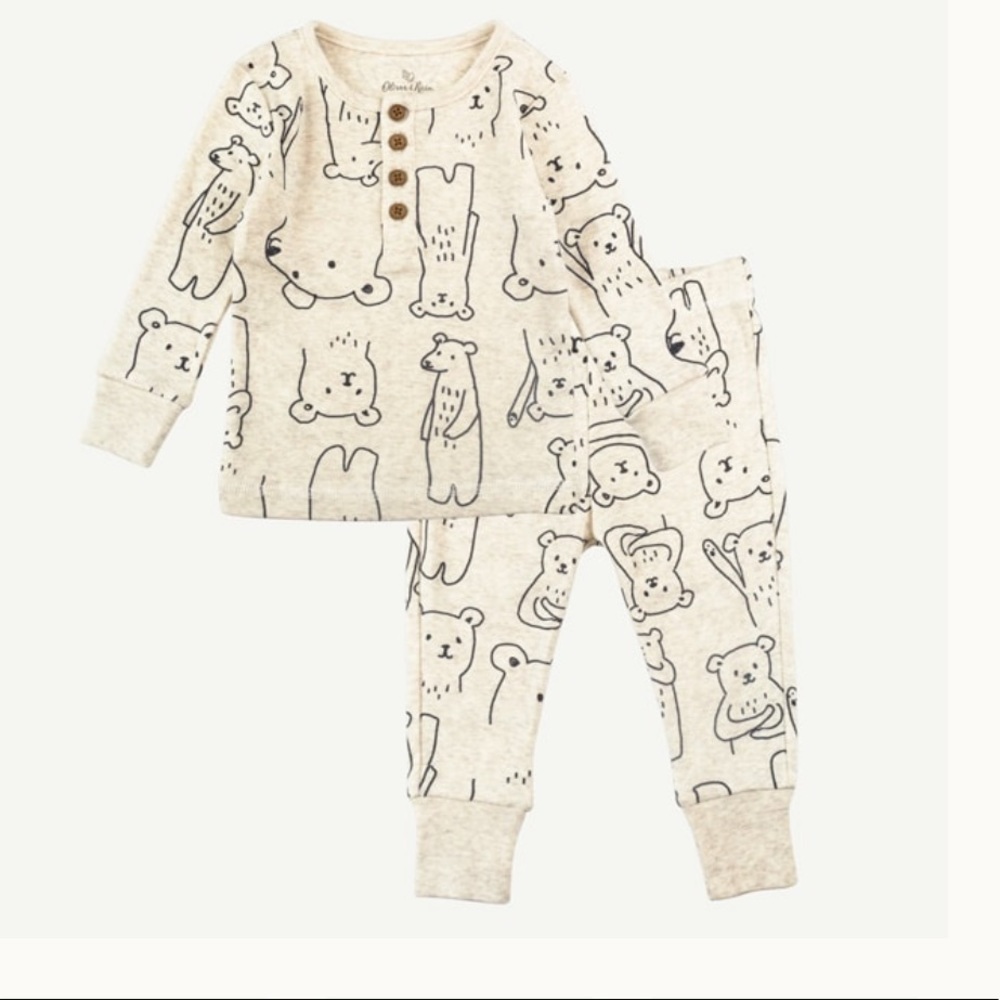SOLD Two Piece Bear Print Organic Cotton Pajamas
